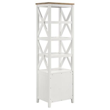 Angela 4-Shelf Wooden Media Tower With Drawers Brown And White 708254 - Ella Furniture