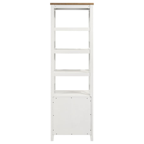 Angela 4-Shelf Wooden Media Tower With Drawers Brown And White 708254 - Ella Furniture