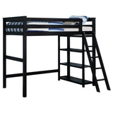 Anica 3-Shelf Wood Twin Loft Bed Black 460084 - Ella Furniture