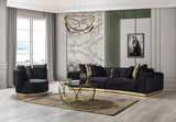 Anne Black Velvet Curved Sectional - Ella Furniture