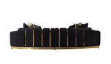 Anne Black Velvet Curved Sectional - Ella Furniture