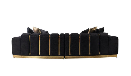 Anne Black Velvet Curved Sectional - Ella Furniture