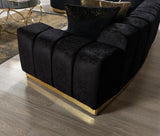 Anne Black Velvet Curved Sectional - Ella Furniture