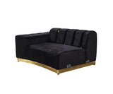 Anne Black Velvet Curved Sectional - Ella Furniture