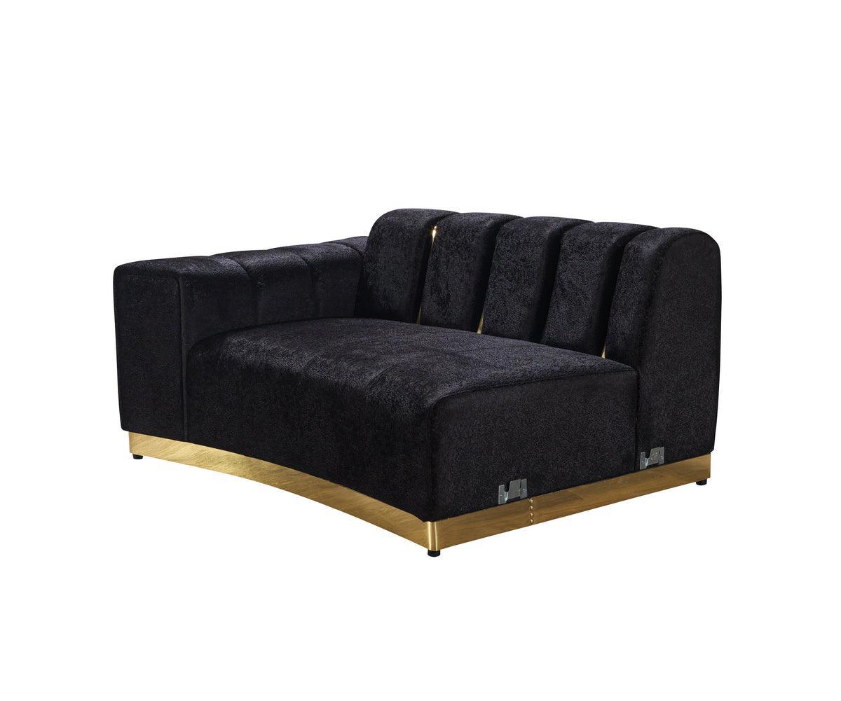 Anne Black Velvet Curved Sectional - Ella Furniture