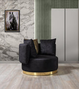 Anne Black Velvet Curved Sectional - Ella Furniture