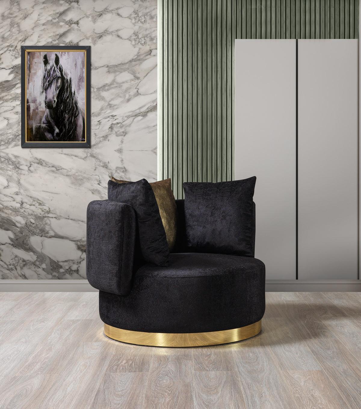 Anne Black Velvet Curved Sectional - Ella Furniture
