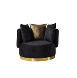 Anne Black Velvet Curved Sectional - Ella Furniture