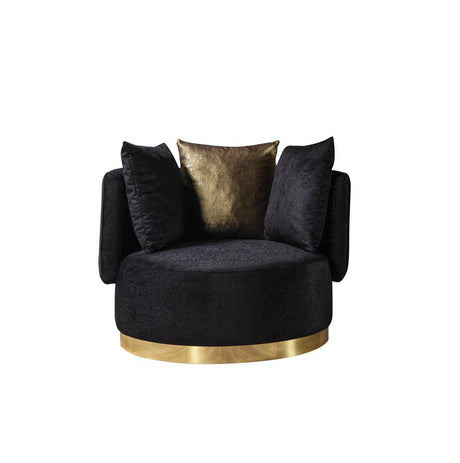 Anne Black Velvet Curved Sectional - Ella Furniture