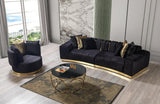 Anne Black Velvet Curved Sectional - Ella Furniture