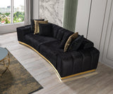 Anne Black Velvet Curved Sectional - Ella Furniture