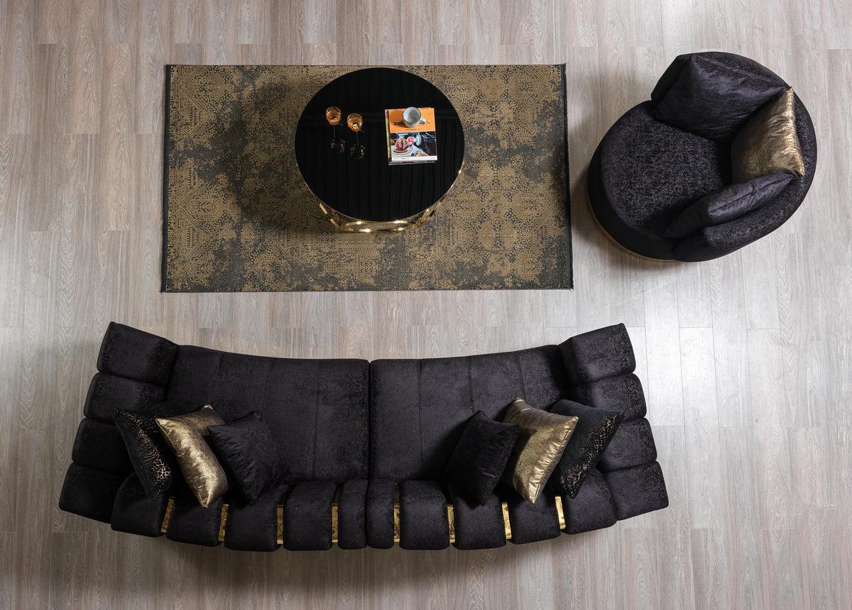 Anne Black Velvet Curved Sectional - Ella Furniture