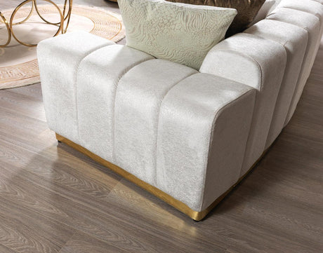 Anne Ivory Velvet Curved Sectional - Ella Furniture