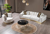 Anne Ivory Velvet Curved Sectional - Ella Furniture