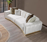 Anne Ivory Velvet Curved Sectional - Ella Furniture