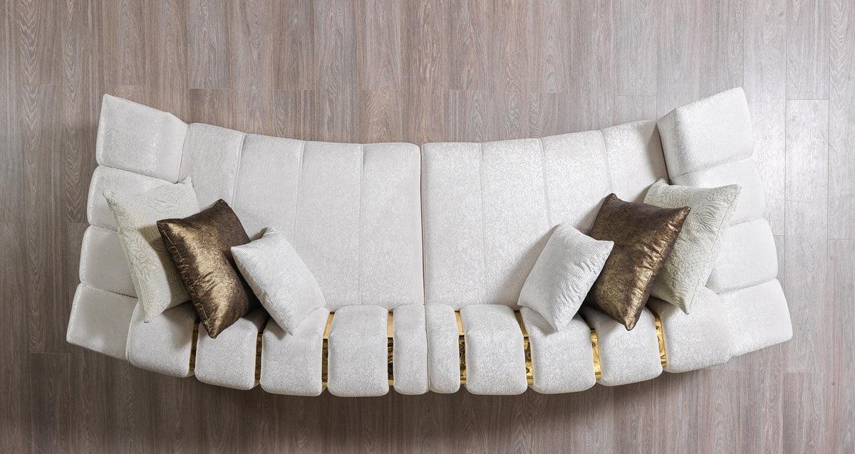 Anne Ivory Velvet Curved Sectional - Ella Furniture