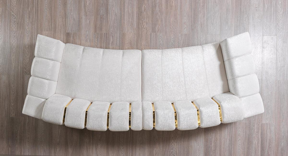Anne Ivory Velvet Curved Sectional - Ella Furniture