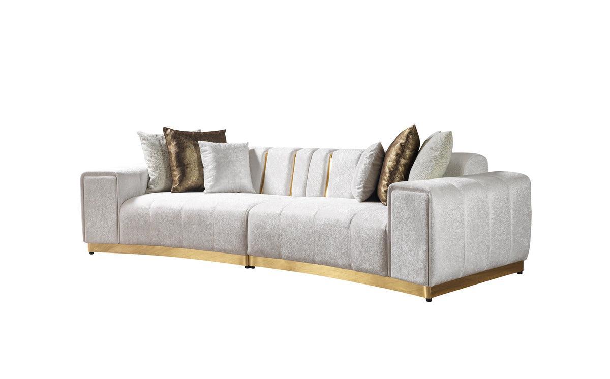 Anne Ivory Velvet Curved Sectional - Ella Furniture