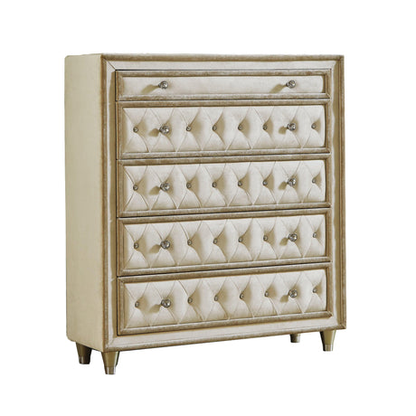 Antonella Ivory And Camel Upholstered Tufted Bedroom Set - Ella Furniture