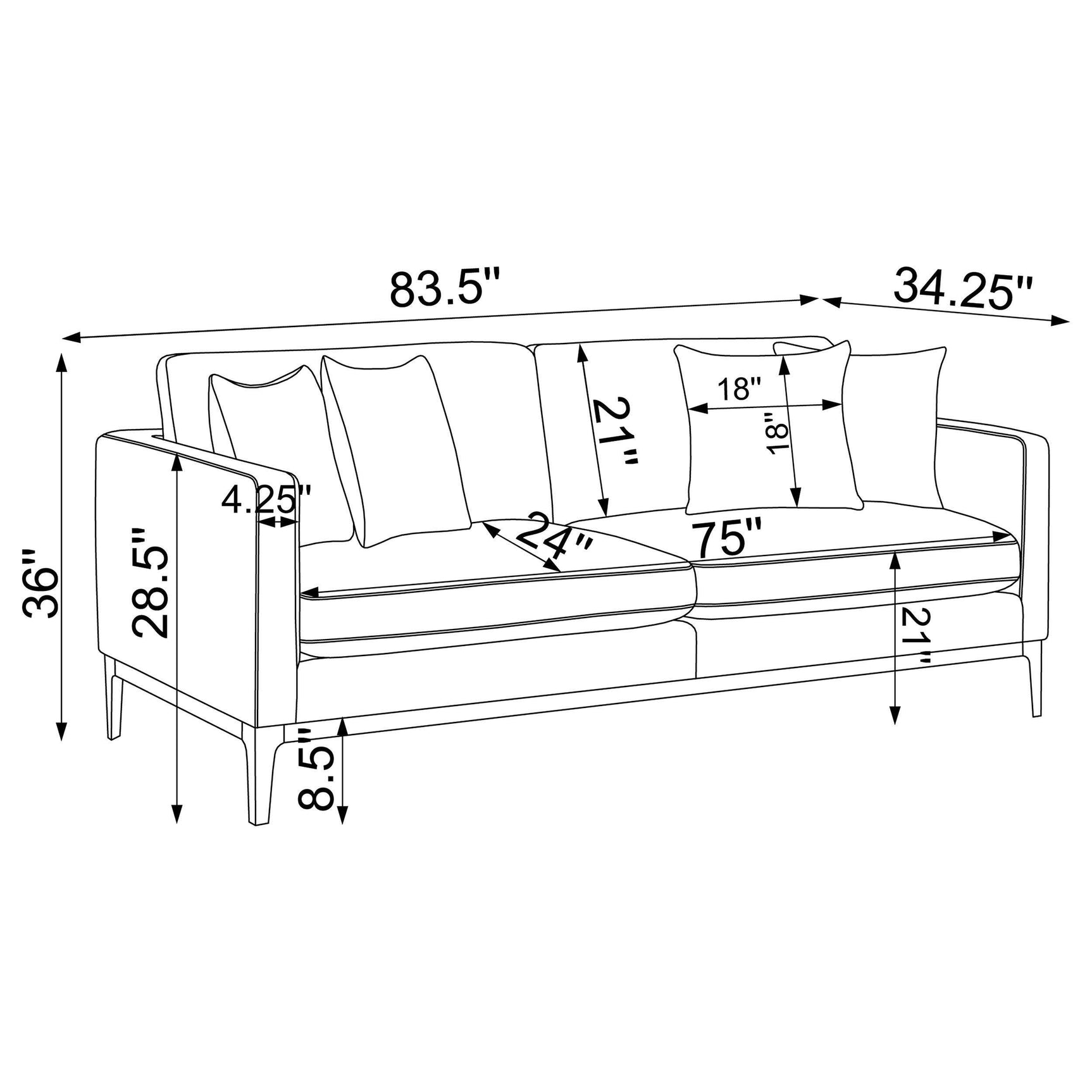 Apperson Apperso 2-piece Upholstered Track Arm Sofa Set Light Grey 508681-S2 - Ella Furniture