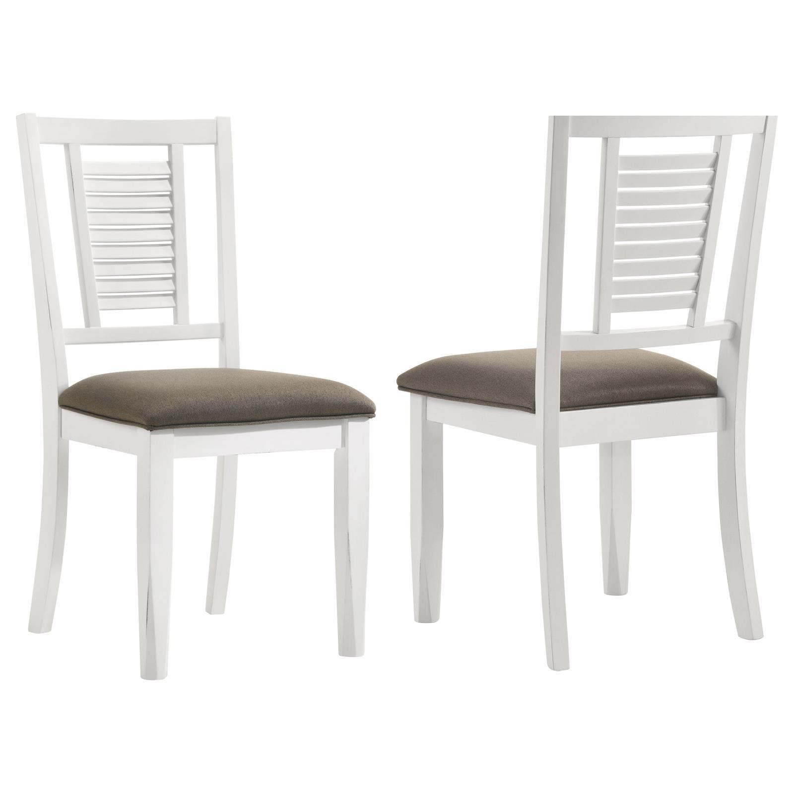 Appleton Ladder Back Dining Side Chair White And Brown (Set Of 2) 110412 - Ella Furniture
