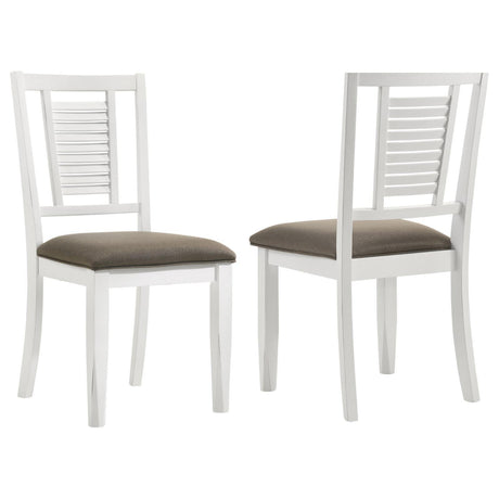Appleton Ladder Back Dining Side Chair White And Brown (Set Of 2) 110412 - Ella Furniture