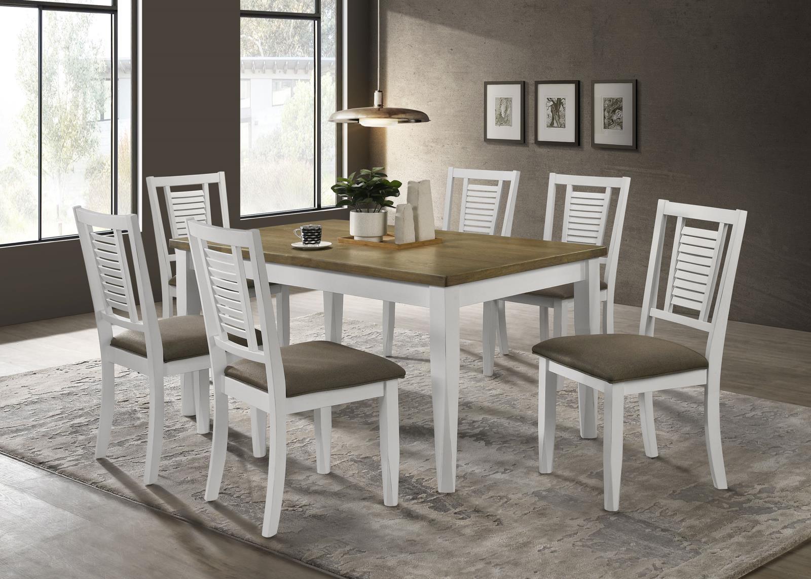 Appleton Ladder Back Dining Side Chair White And Brown (Set Of 2) 110412 - Ella Furniture