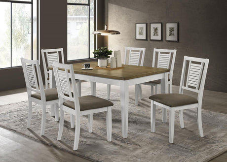 Appleton Ladder Back Dining Side Chair White And Brown (Set Of 2) 110412 - Ella Furniture