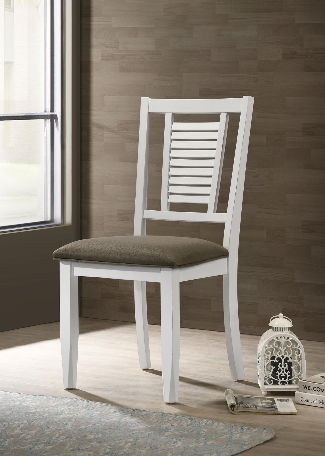 Appleton Ladder Back Dining Side Chair White And Brown (Set Of 2) 110412 - Ella Furniture