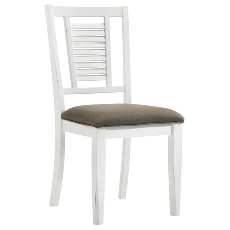 Appleton Ladder Back Dining Side Chair White And Brown (Set Of 2) 110412 - Ella Furniture