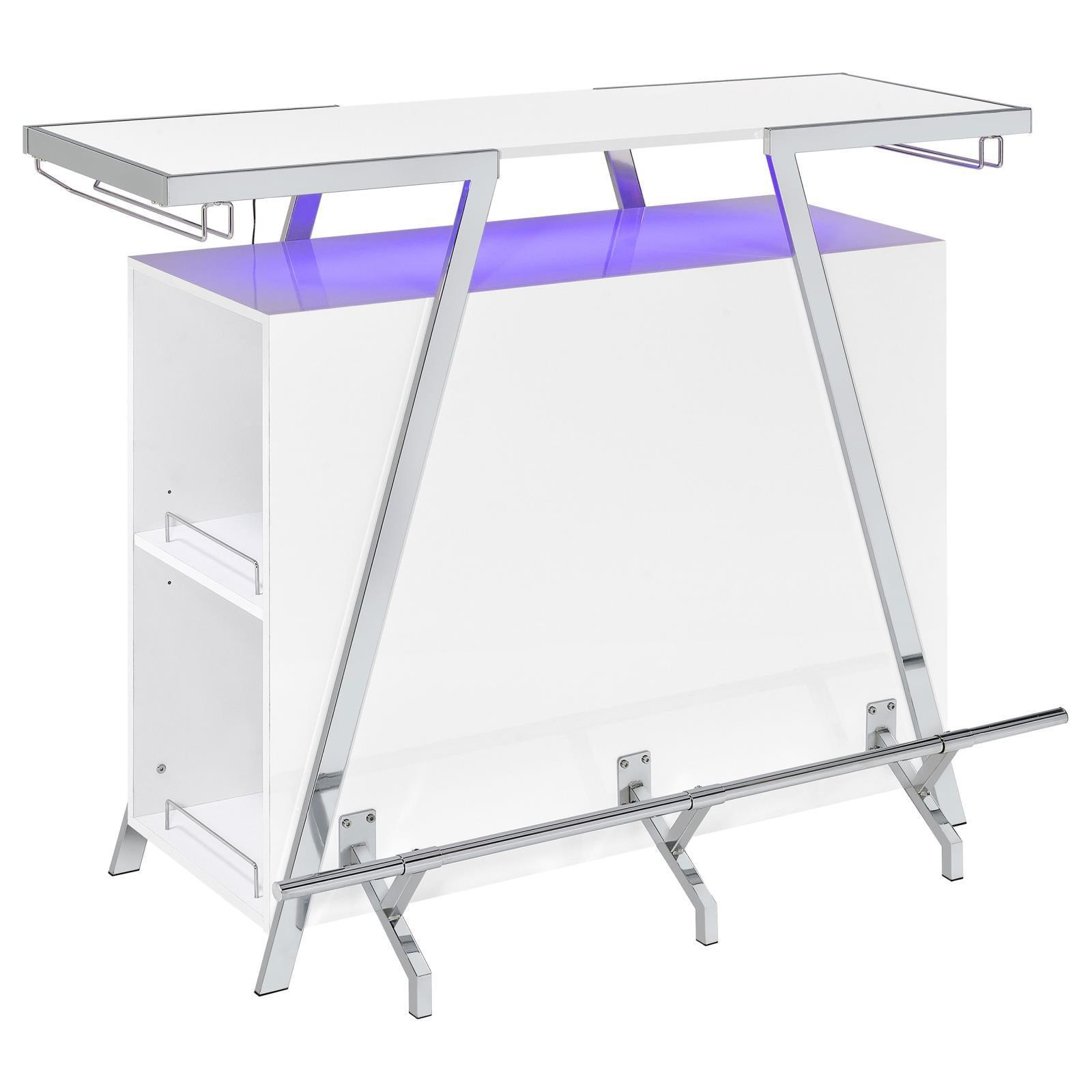 Araceli Home Bar Wine Cabinet White High Gloss And Chrome 182355 - Ella Furniture