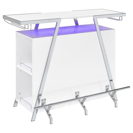 Araceli Home Bar Wine Cabinet White High Gloss And Chrome 182355 - Ella Furniture