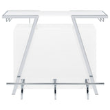 Araceli Home Bar Wine Cabinet White High Gloss And Chrome 182355 - Ella Furniture