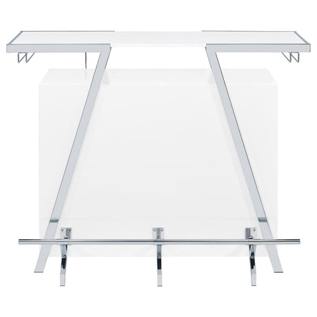 Araceli Home Bar Wine Cabinet White High Gloss And Chrome 182355 - Ella Furniture
