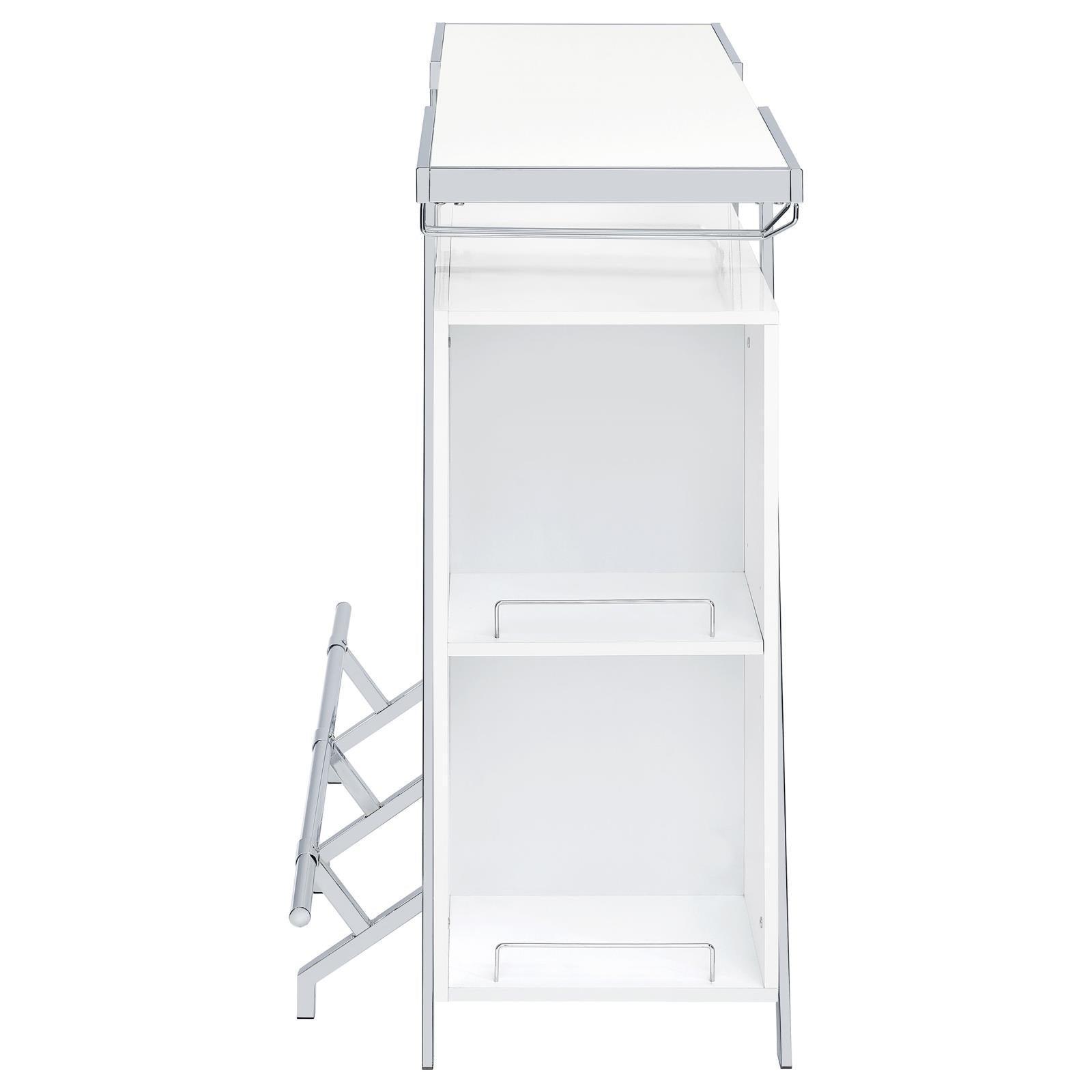 Araceli Home Bar Wine Cabinet White High Gloss And Chrome 182355 - Ella Furniture