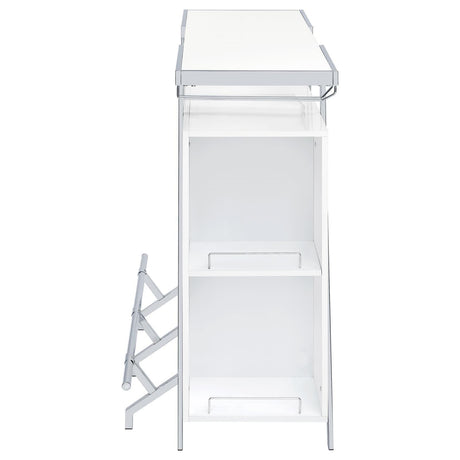 Araceli Home Bar Wine Cabinet White High Gloss And Chrome 182355 - Ella Furniture