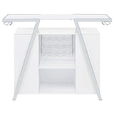 Araceli Home Bar Wine Cabinet White High Gloss And Chrome 182355 - Ella Furniture