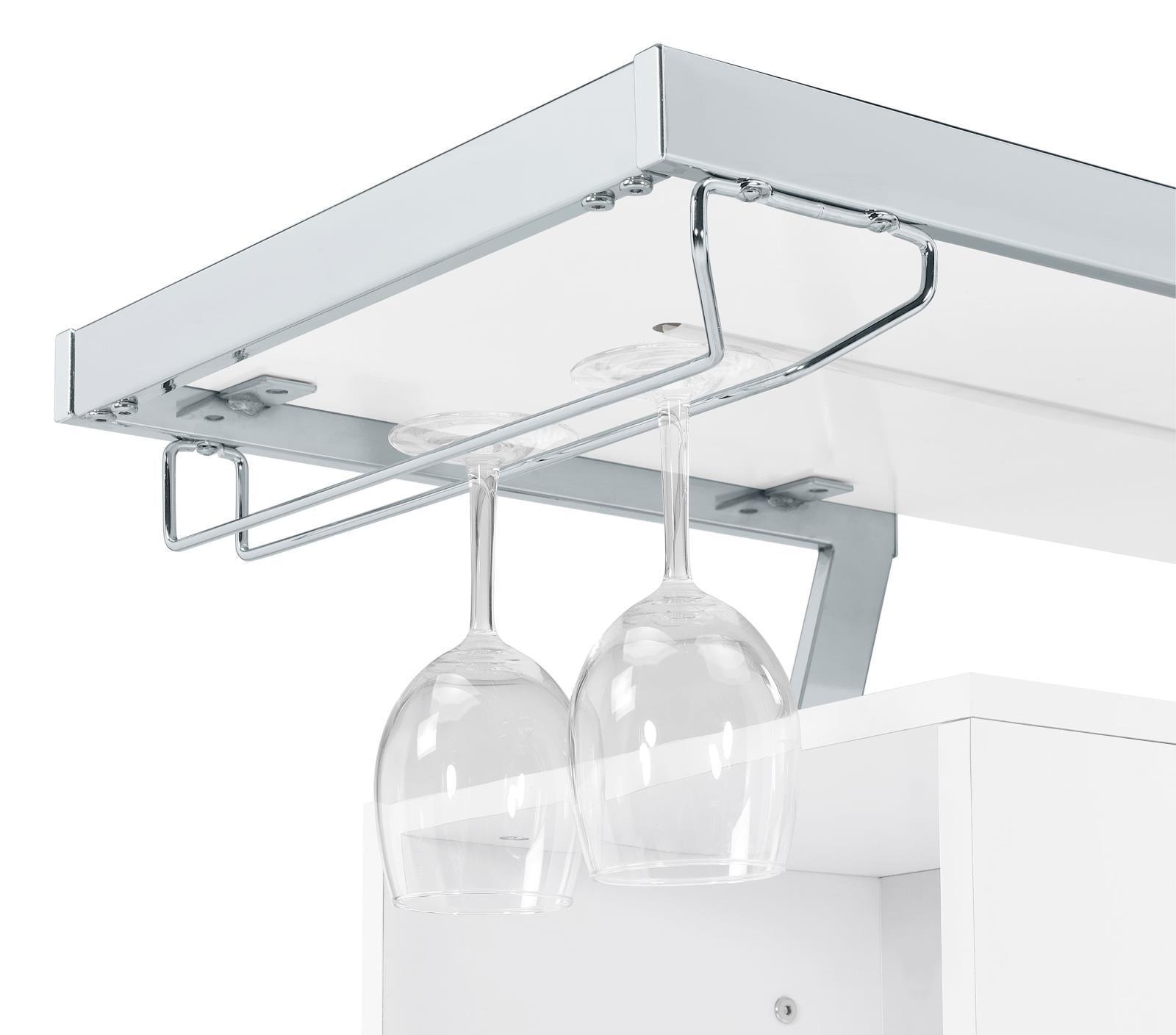 Araceli Home Bar Wine Cabinet White High Gloss And Chrome 182355 - Ella Furniture