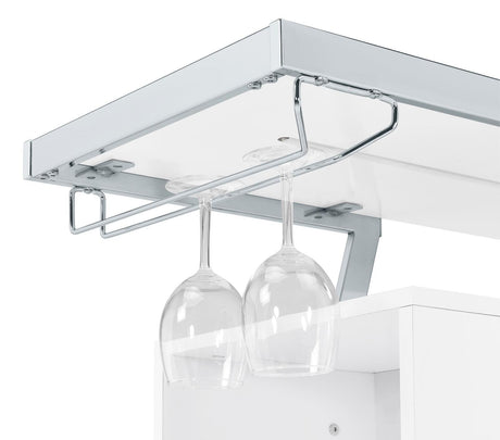 Araceli Home Bar Wine Cabinet White High Gloss And Chrome 182355 - Ella Furniture