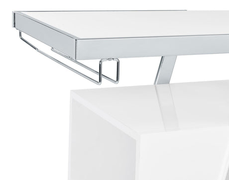 Araceli Home Bar Wine Cabinet White High Gloss And Chrome 182355 - Ella Furniture