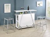 Araceli Home Bar Wine Cabinet White High Gloss And Chrome 182355 - Ella Furniture