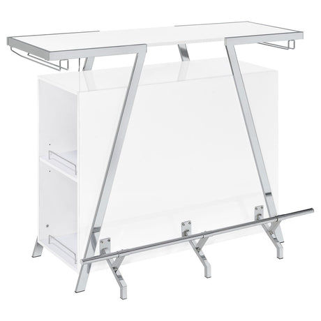 Araceli Home Bar Wine Cabinet White High Gloss And Chrome 182355 - Ella Furniture