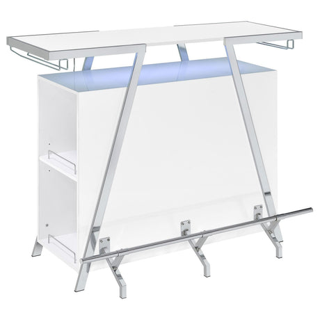 Araceli Home Bar Wine Cabinet White High Gloss And Chrome 182355 - Ella Furniture