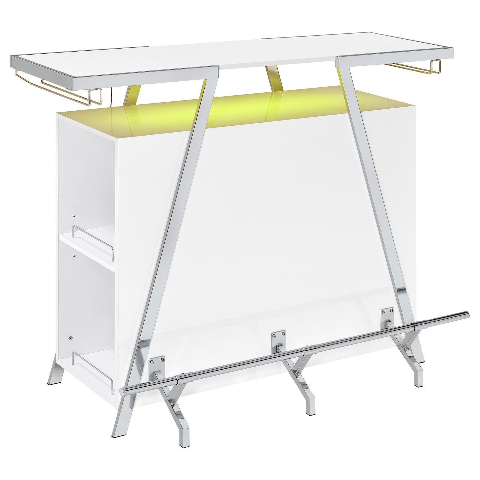 Araceli Home Bar Wine Cabinet White High Gloss And Chrome 182355 - Ella Furniture