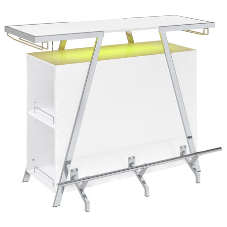 Araceli Home Bar Wine Cabinet White High Gloss And Chrome 182355 - Ella Furniture