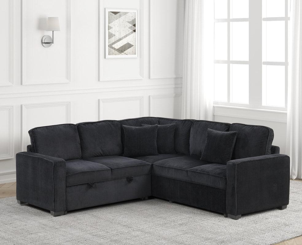 Ariel Black Sectional w Pull-Out Bed