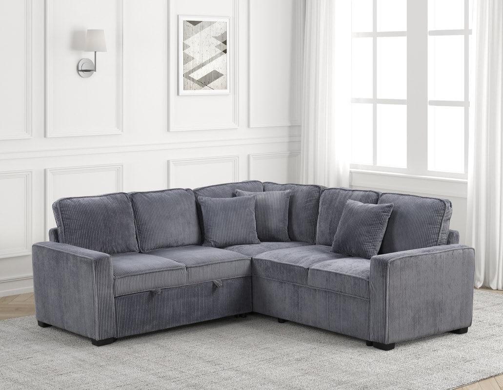 Ariel Charcoal Sectional w Pull-Out Bed