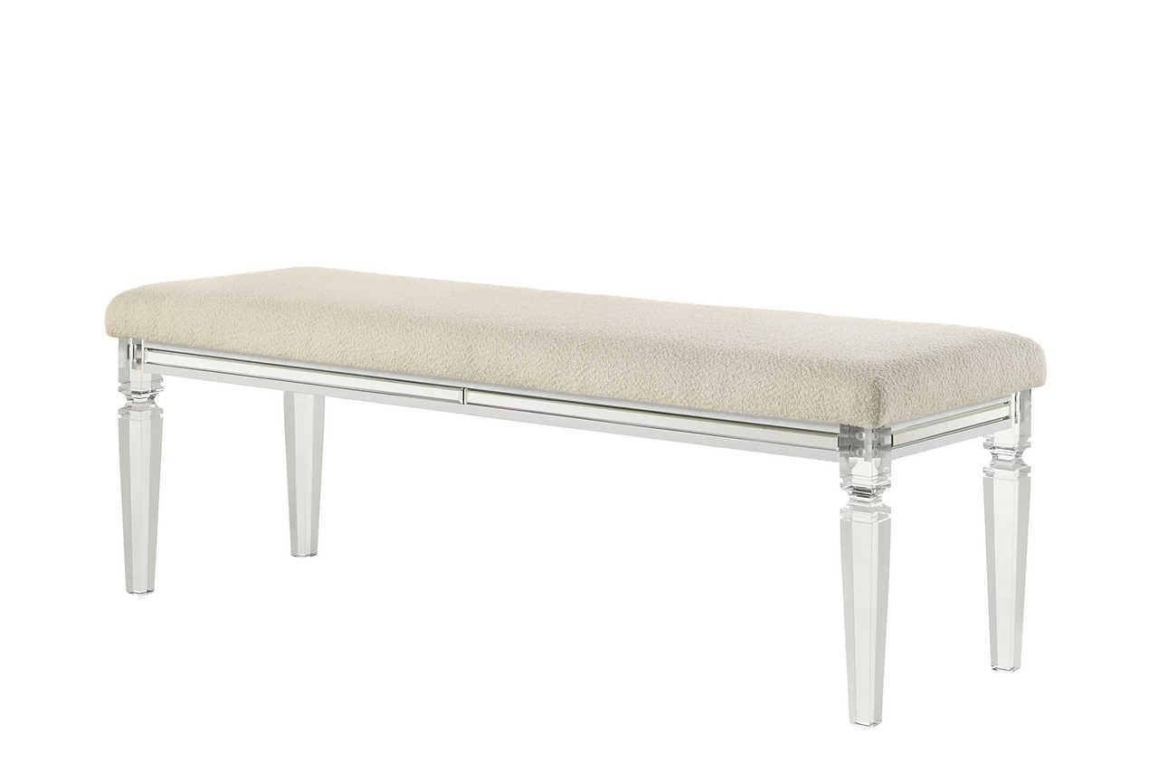 Aria White Upholstered Bench - Ella Furniture