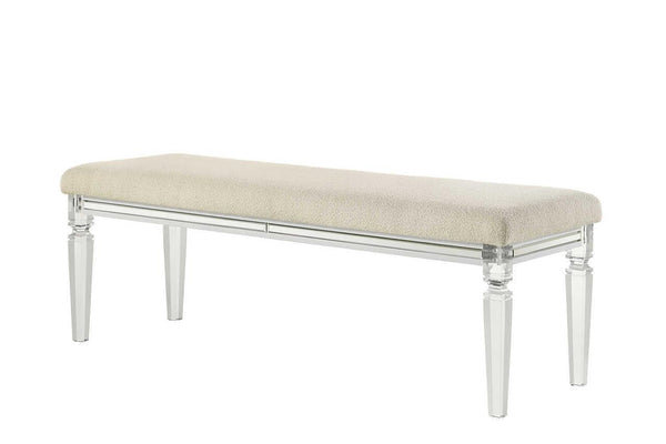 Aria White Upholstered Bench - Ella Furniture