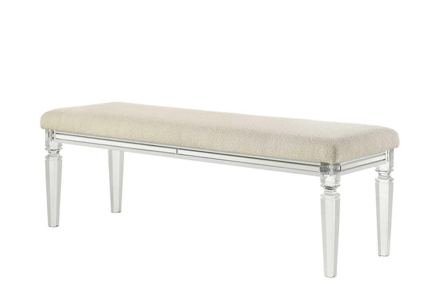 Aria White Upholstered Bench - Ella Furniture